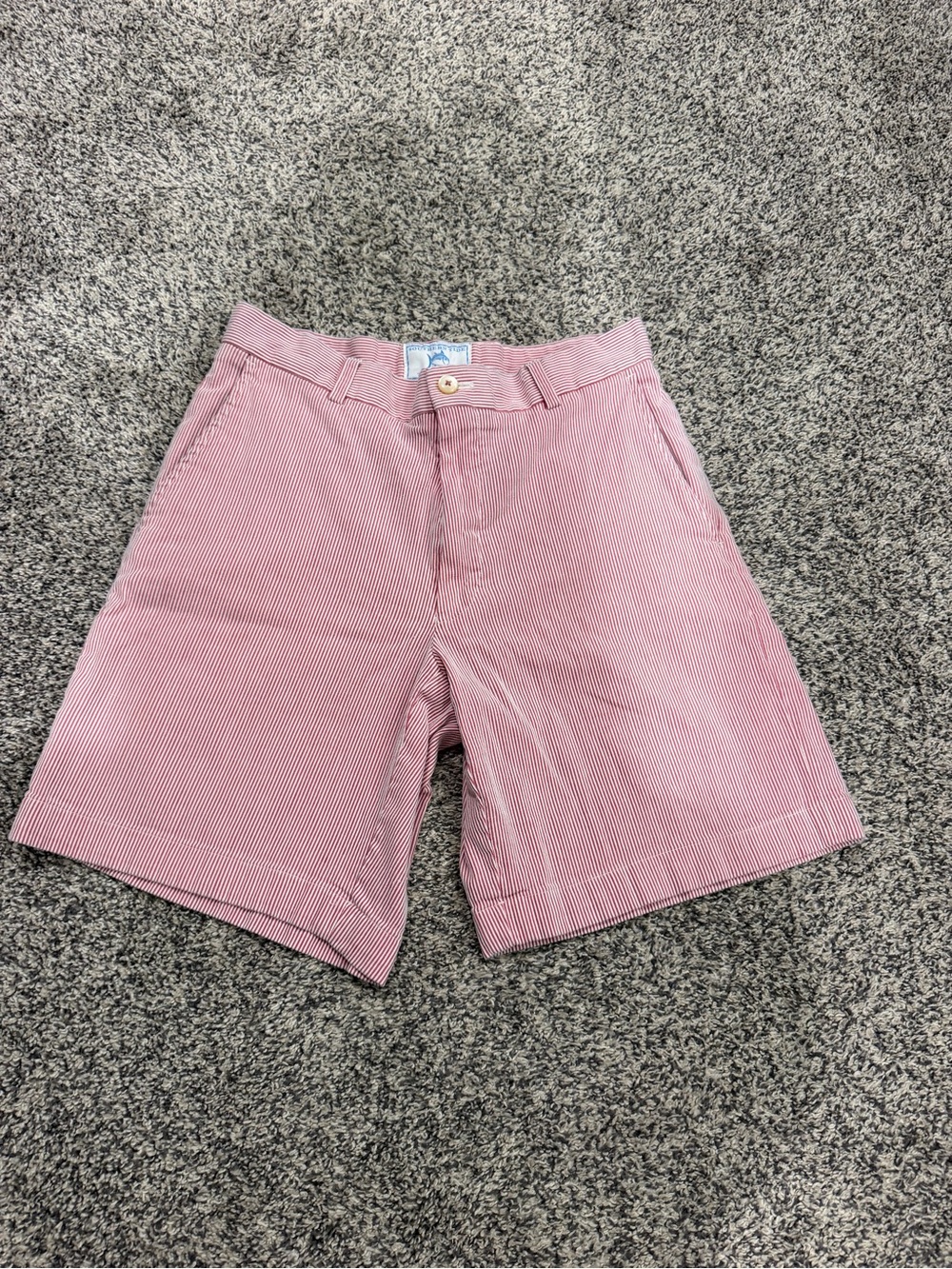 Men’s Southern Tide Sz 30 Skipjack Seersucker Striped Chino Shorts Pink/White